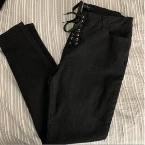 EUC Forever 21 Black Pants with String Lace, 28